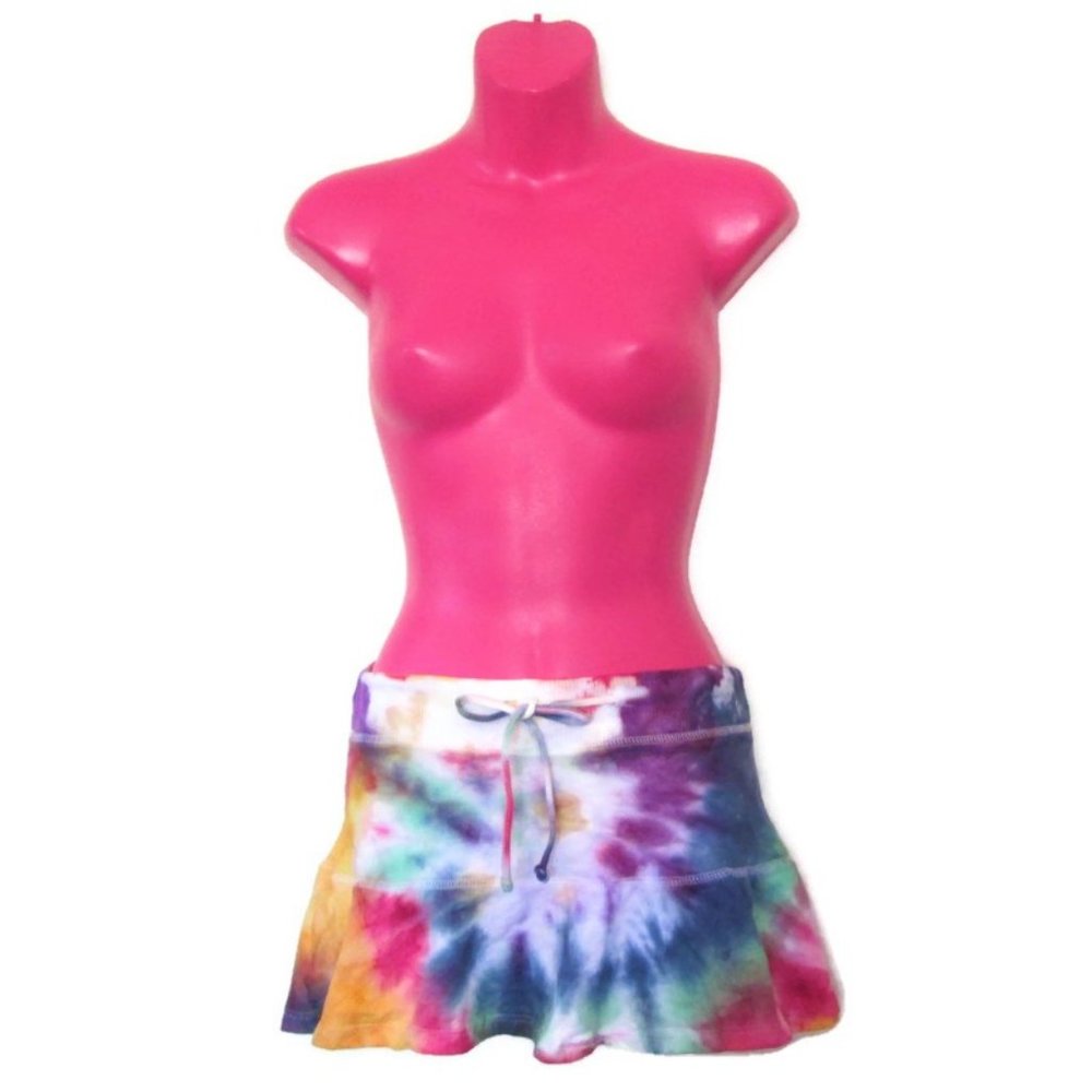 y2k vintage tie dye ruffle skirt sexy boho mini